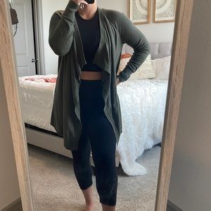 LOFT olive green cardigan high low hem medium